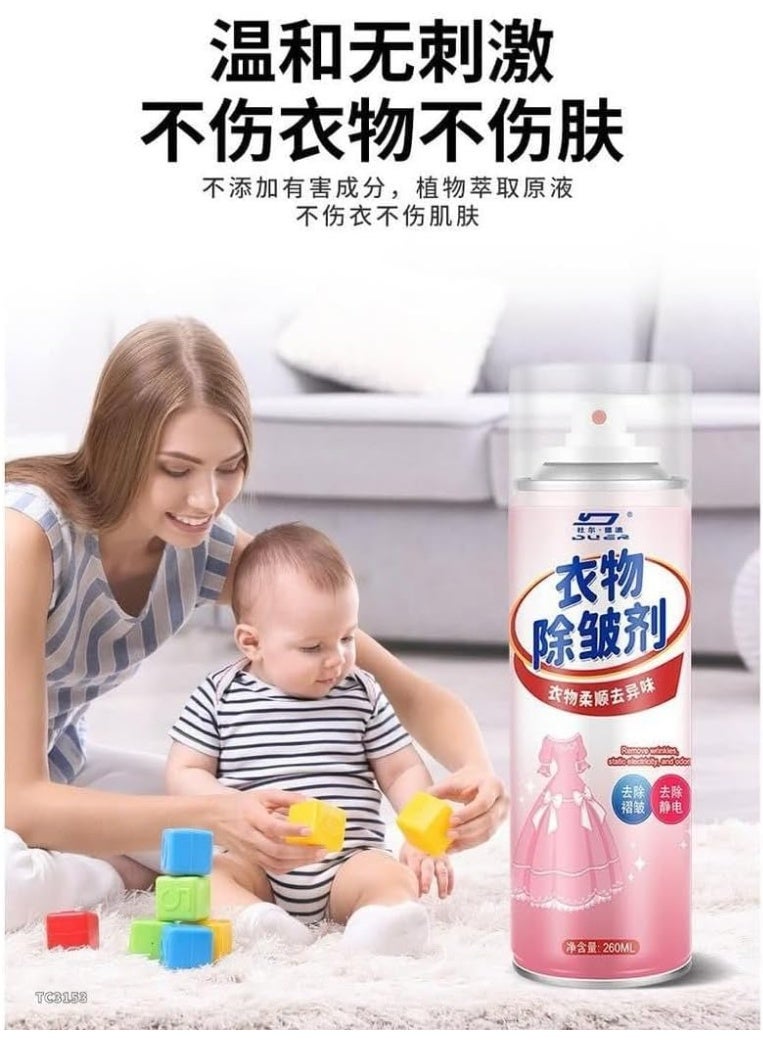 سبراي مزيل تجاعيد الملابس 260 مل – ينعّم الأقمشة فوراً ويزيل التجاعيد والروائح الكريهة، تركيبة فعّالة تعيد للملابس مظهرها الأنيق بدون كيّ – مناسب للسفر والاستخدام اليومي - Image 3